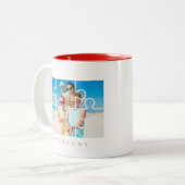 Modernes Minimalistisches Puzzle Familienname Zweifarbige Tasse (Vorderseite Links)