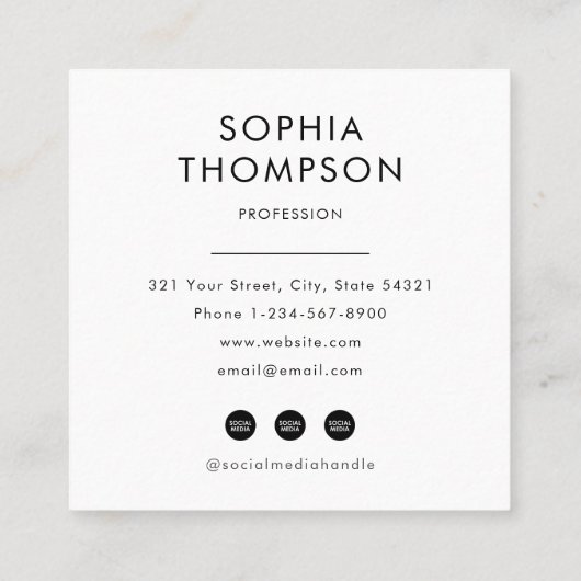 Modernes Minimalistisches QR-Code Berufliches Foto Quadratische Visitenkarte (Rückseite)