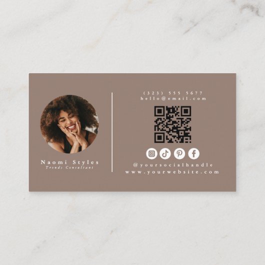 Modernes Minimalistisches QR-Code Berufliches Foto Visitenkarte (Rückseite)