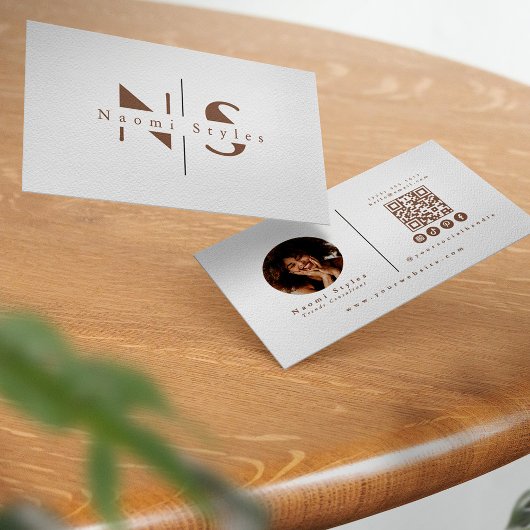 Modernes Minimalistisches QR-Code Berufliches Foto Visitenkarte