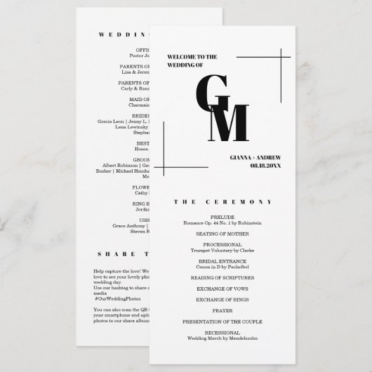 Modernes, Minimalistisches QR-Monogramm Programm (Vorne/Hinten)