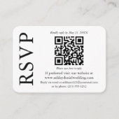 Modernes, Minimalistisches QR Wedding RSVP Begleitkarte (Vorderseite)