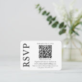 Modernes, Minimalistisches QR Wedding RSVP Begleitkarte (Stehend Vorderseite)