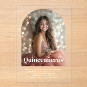 Modernes Minimalistisches Quinceañera Artes Foto Acryleinladungen (Vorderseite)