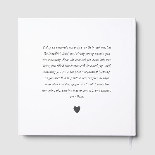 Modernes Minimalistisches Quinceañera Artes Foto Gästebuch (Rückseite)