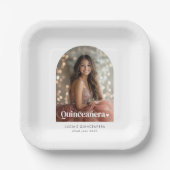 Modernes Minimalistisches Quinceañera Artes Foto Pappteller (Vorderseite)