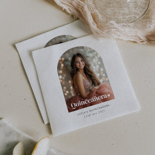 Modernes Minimalistisches Quinceañera Artes Foto Serviette