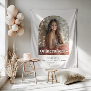 Modernes Minimalistisches Quinceañera Artes Foto Wandteppich