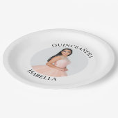 Modernes Minimalistisches Quinceañera-Foto Pappteller (Schrägansicht)