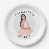 Modernes Minimalistisches Quinceañera-Foto Pappteller (Vorderseite)