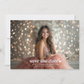 Modernes Minimalistisches Quinceañera-Foto Save th Einladung (Vorderseite)