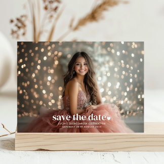 Modernes Minimalistisches Quinceañera-Foto Save th Einladung