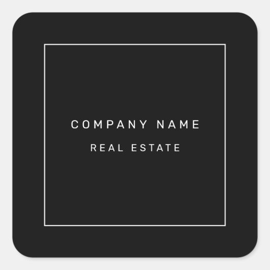 Modernes Minimalistisches Real Anwesen Black Quadratischer Aufkleber (Vorderseite)