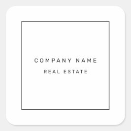 Modernes Minimalistisches Real Anwesen Schwarz/Wei Quadratischer Aufkleber