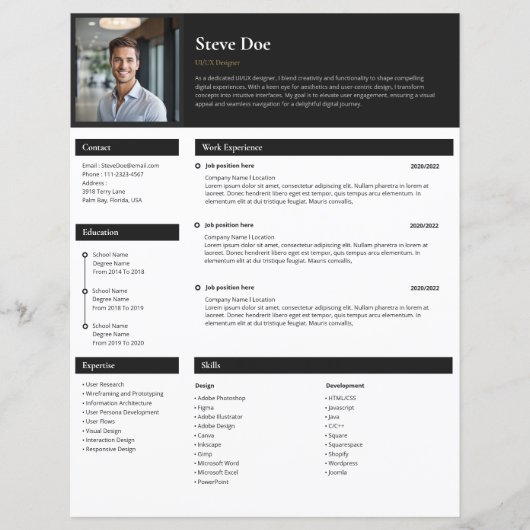 Modernes Minimalistisches Resume-Template (Vorderseite)