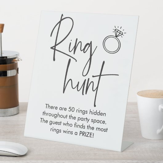 Modernes Minimalistisches Ring Hunt Brautparty Gam Sockelschild (In Situ)