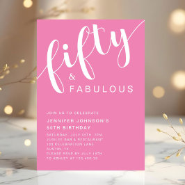 Modernes Minimalistisches Rosa 50. Geburtstag Einladung