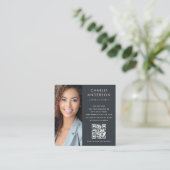 Modernes, minimalistisches, rosa graues Foto Quadratische Visitenkarte (Stehend Vorderseite)