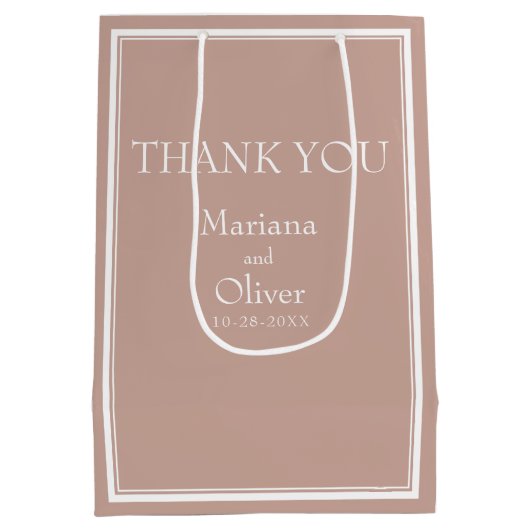 Modernes Minimalistisches Rosa Mittlere Geschenktüte (Rückseite)