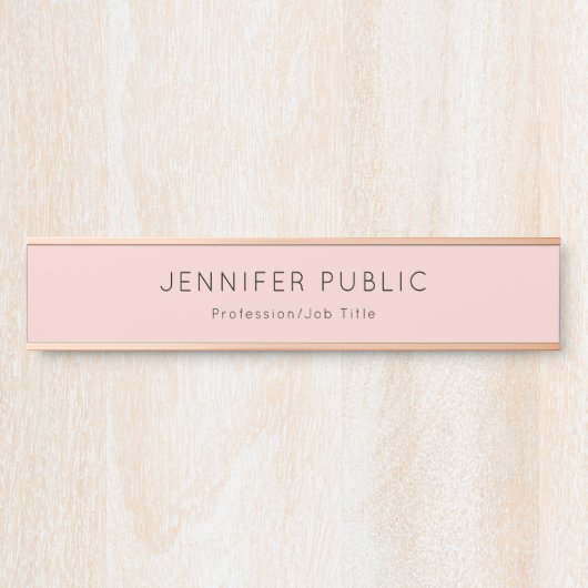 Modernes Minimalistisches Rosa-Template Elegant Türschild (Vorderseite )