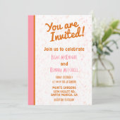 Modernes Minimalistisches Rosa und Orange Einladung (Stehend Vorderseite)