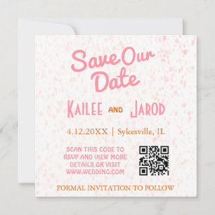 Modernes Minimalistisches Rosa und orangefarbenes  Save The Date
