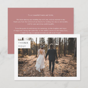 Modernes Minimalistisches, rosafarbenes Hochzeitss Dankeskarte