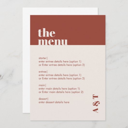 Modernes Minimalistisches Rost-Terracotta Hochzeit Programm (Vorne/Hinten)