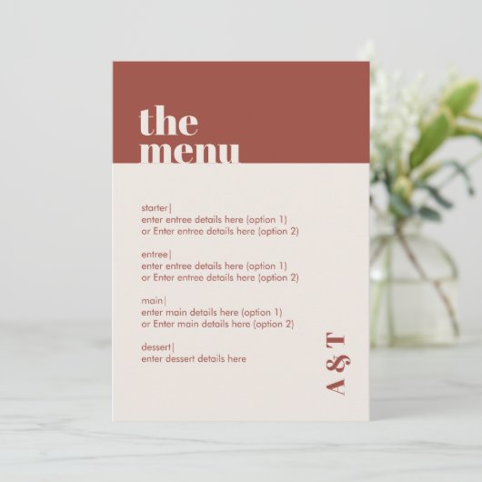 Modernes Minimalistisches Rost-Terracotta Hochzeit Programm (Stehend Vorderseite)