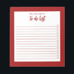 Modernes Minimalistisches Rot für die Aufgabenlist Notizblock<br><div class="desc">Modernes Minimalistisches Rot,  um Notepad aufzulisten. Erstellen Sie Ihre eigene personalisierte Checkliste für tägliche Aufgaben.</div>