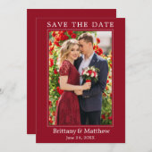 Modernes Minimalistisches Rot Save The Date (Vorne/Hinten)