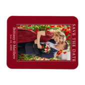 Modernes Minimalistisches Rot Save the Date Magnet (Horizontal)