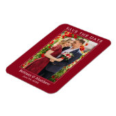 Modernes Minimalistisches Rot Save the Date Magnet (Linke Seite)