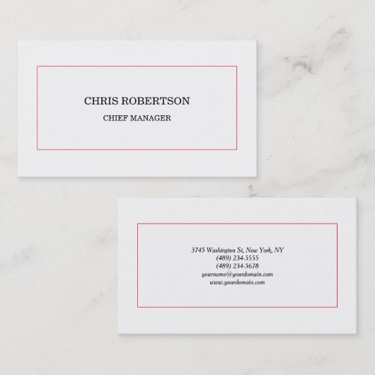 Modernes Minimalistisches Rotes Beruflich Visitenkarte (Vorne/Hinten)