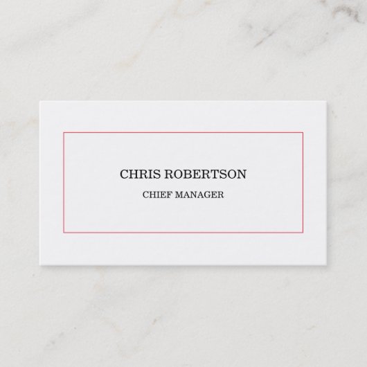 Modernes Minimalistisches Rotes Beruflich Visitenkarte (Vorderseite)