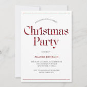 Modernes Minimalistisches Rotes Glitzer Weihnachts Einladung (Vorderseite)