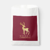 Modernes Minimalistisches Rotes & Goldenes Rentier Geschenktütchen (Vorderseite)