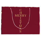 Modernes Minimalistisches Rotes & Goldenes Rentier Große Geschenktüte (Rückseite)