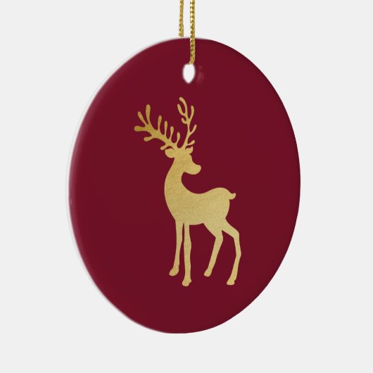 Modernes Minimalistisches Rotes & Goldenes Rentier Keramik Ornament (Rechts)