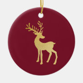 Modernes Minimalistisches Rotes & Goldenes Rentier Keramik Ornament (Vorne)