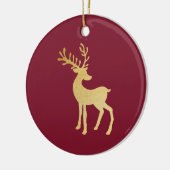 Modernes Minimalistisches Rotes & Goldenes Rentier Keramik Ornament (Links)