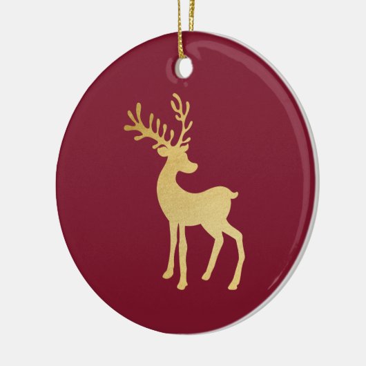 Modernes Minimalistisches Rotes & Goldenes Rentier Keramik Ornament (Links)