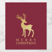 Modernes Minimalistisches Rotes & Goldenes Rentier Weinetikett (Einzelnes Label)