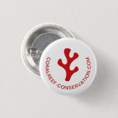 Modernes Minimalistisches Rotes Korallenlogo Button (Vorne & Hinten)