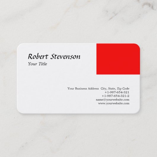 Modernes, Minimalistisches, rotes und weißes Desig Visitenkarte (Vorderseite)