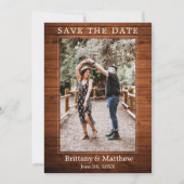Modernes Minimalistisches rustikales Holz Save The Date (Vorderseite)