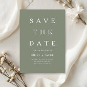 Modernes minimalistisches Salbeigrün Save The Date