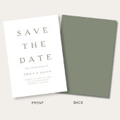 Modernes Minimalistisches Salbeigrün Save The Date