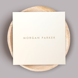 Modernes Minimalistisches Satin Ivory White Square Quadratische Visitenkarte