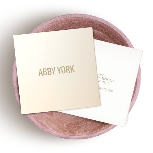 Modernes Minimalistisches Satin Ivory White Square Quadratische Visitenkarte